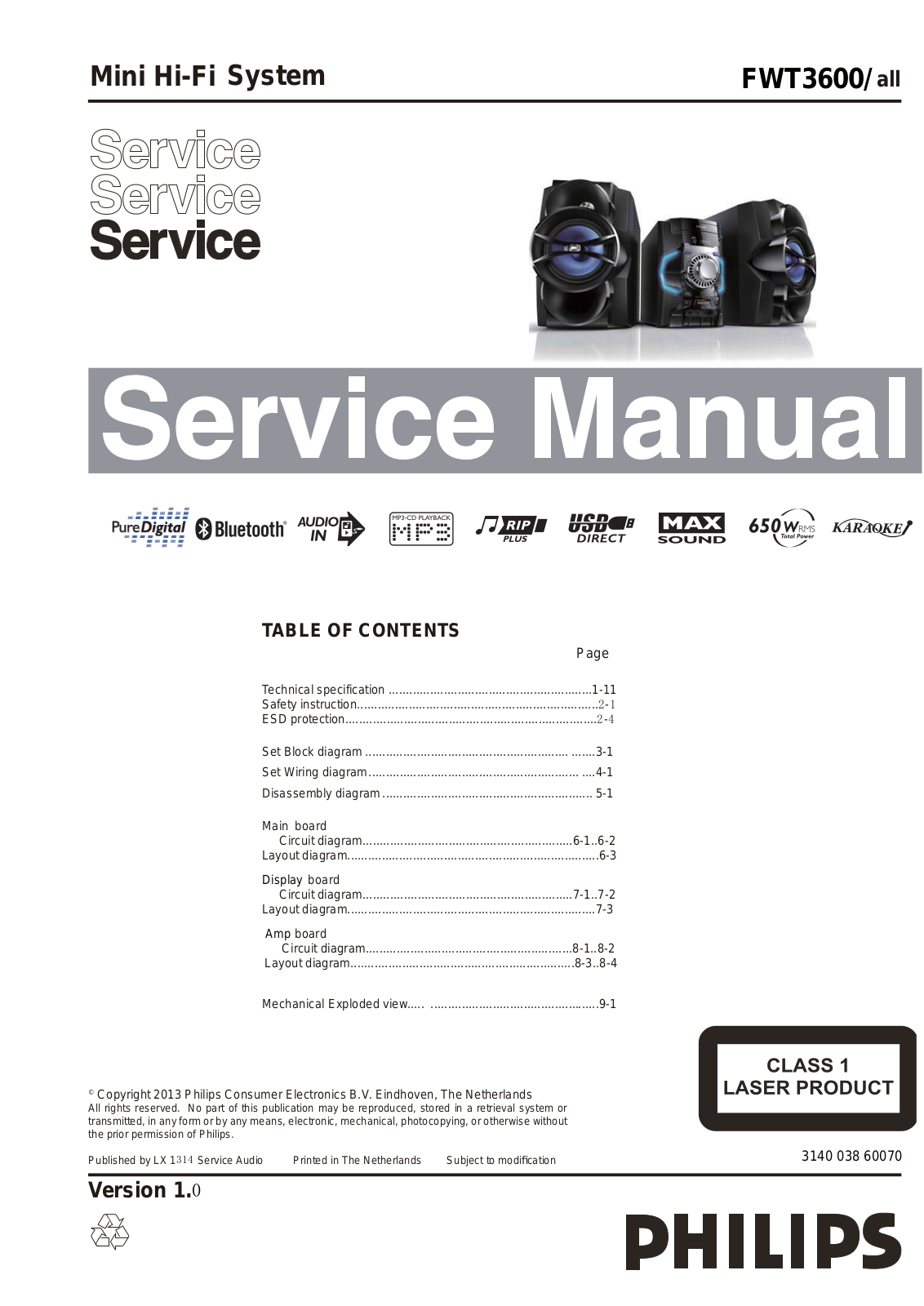 Philips FWT-3600 Service Manual