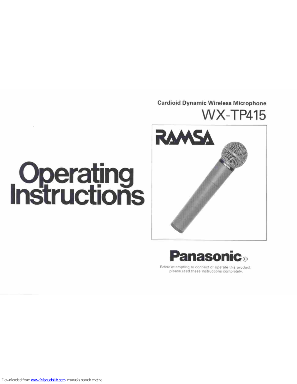 Panasonic Ramsa WX-TP415 Operating Instructions Manual