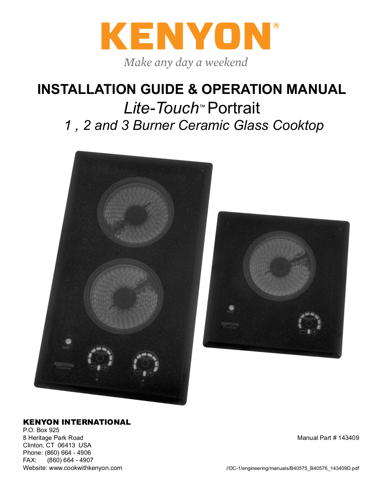 Kenyon B41540PUPS, B40587PUPS User Manual