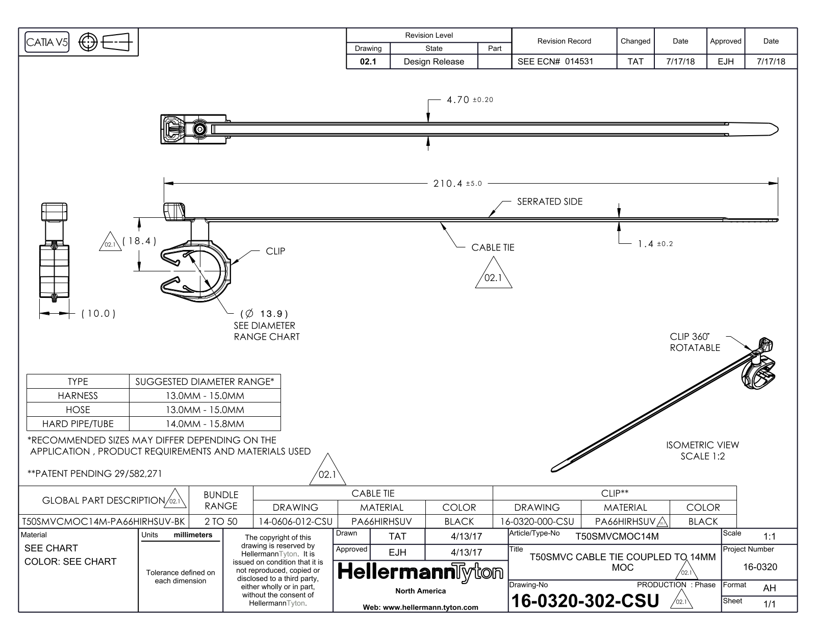 HellermannTyton T50SMVCMOC 14M Reference Drawing - ManualMachine.com