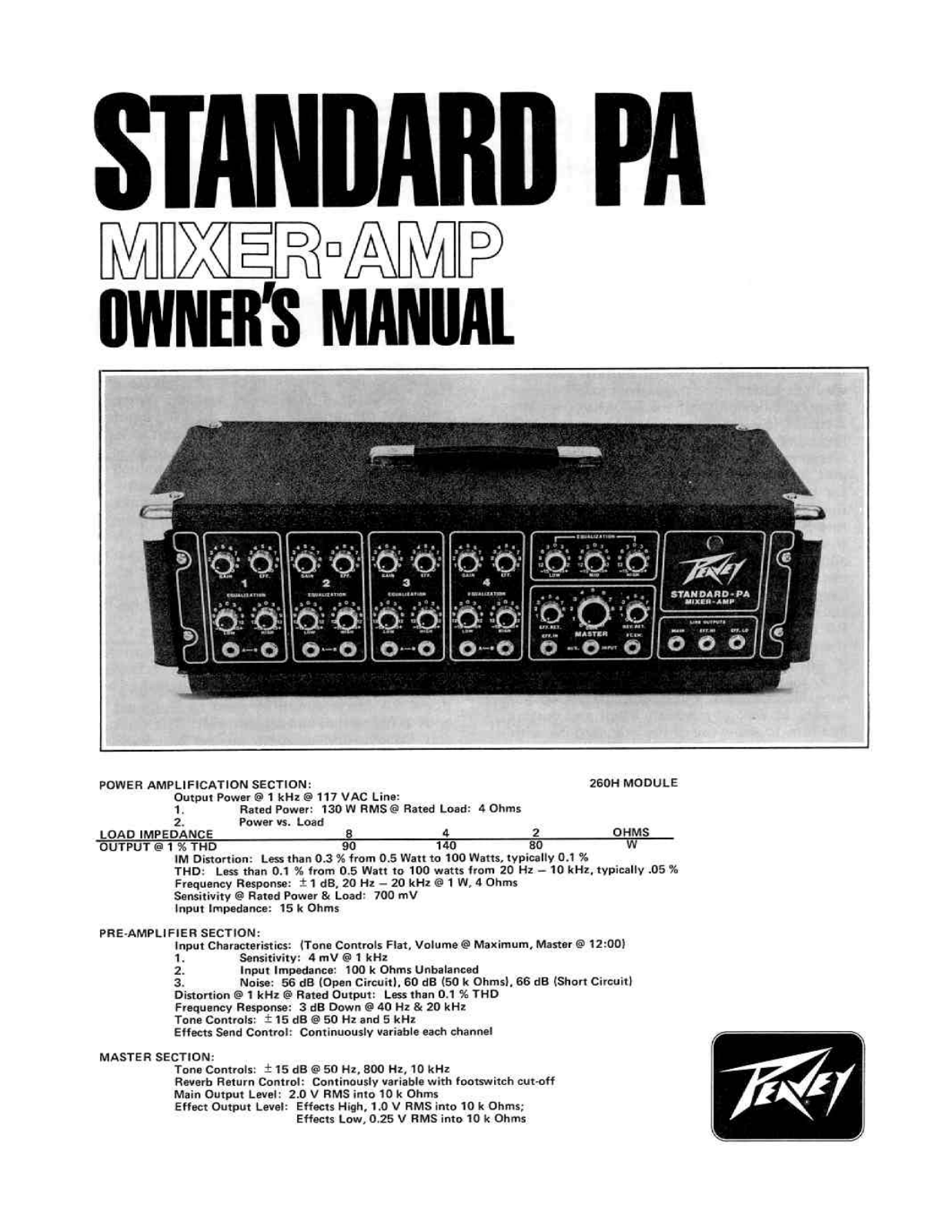 Peavey Standard PA User Manual