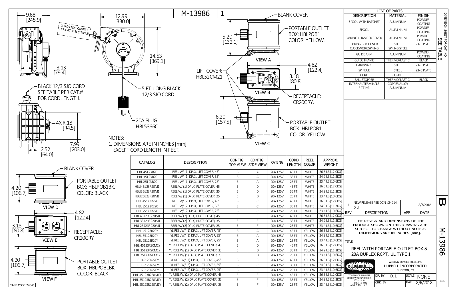 Hubbell HBLI45123R20 Reference Drawing