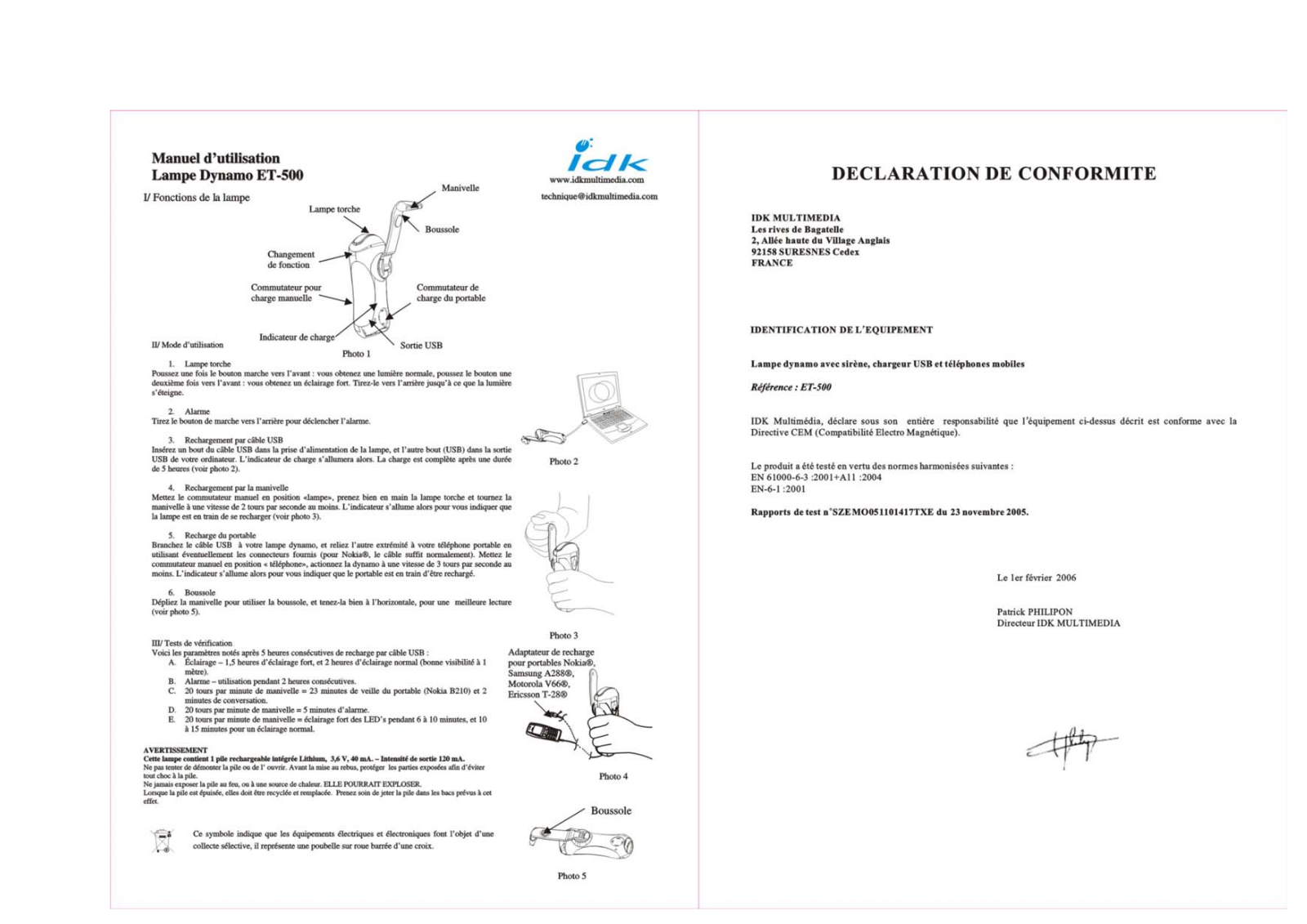 IDK MULTIMEDIA ET-500 User Manual