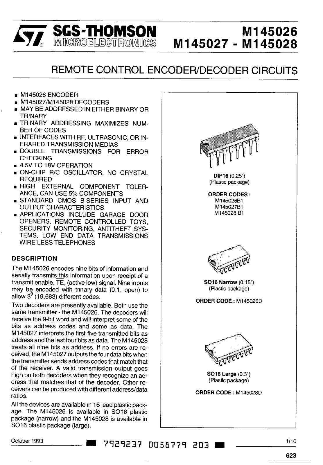 SGS Thomson Microelectronics M145028B1, M145027B1, M145026D Datasheet