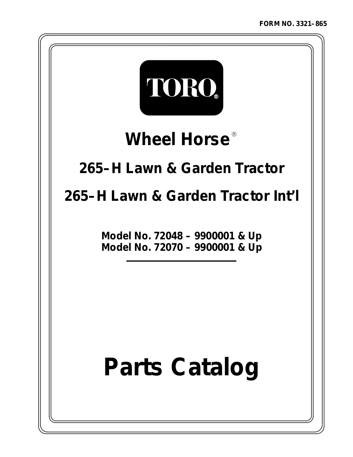 Toro 72048, 72070 Parts Catalogue