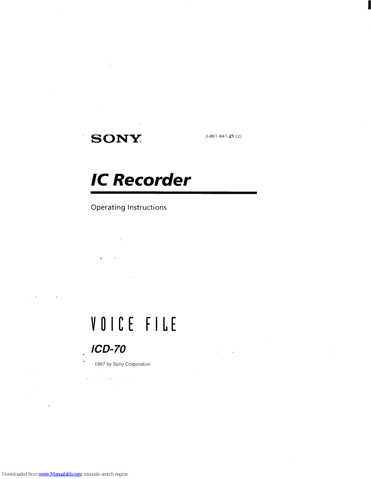 Sony ICD-70 Primary, ICD-70PC Operating Instructions Manual