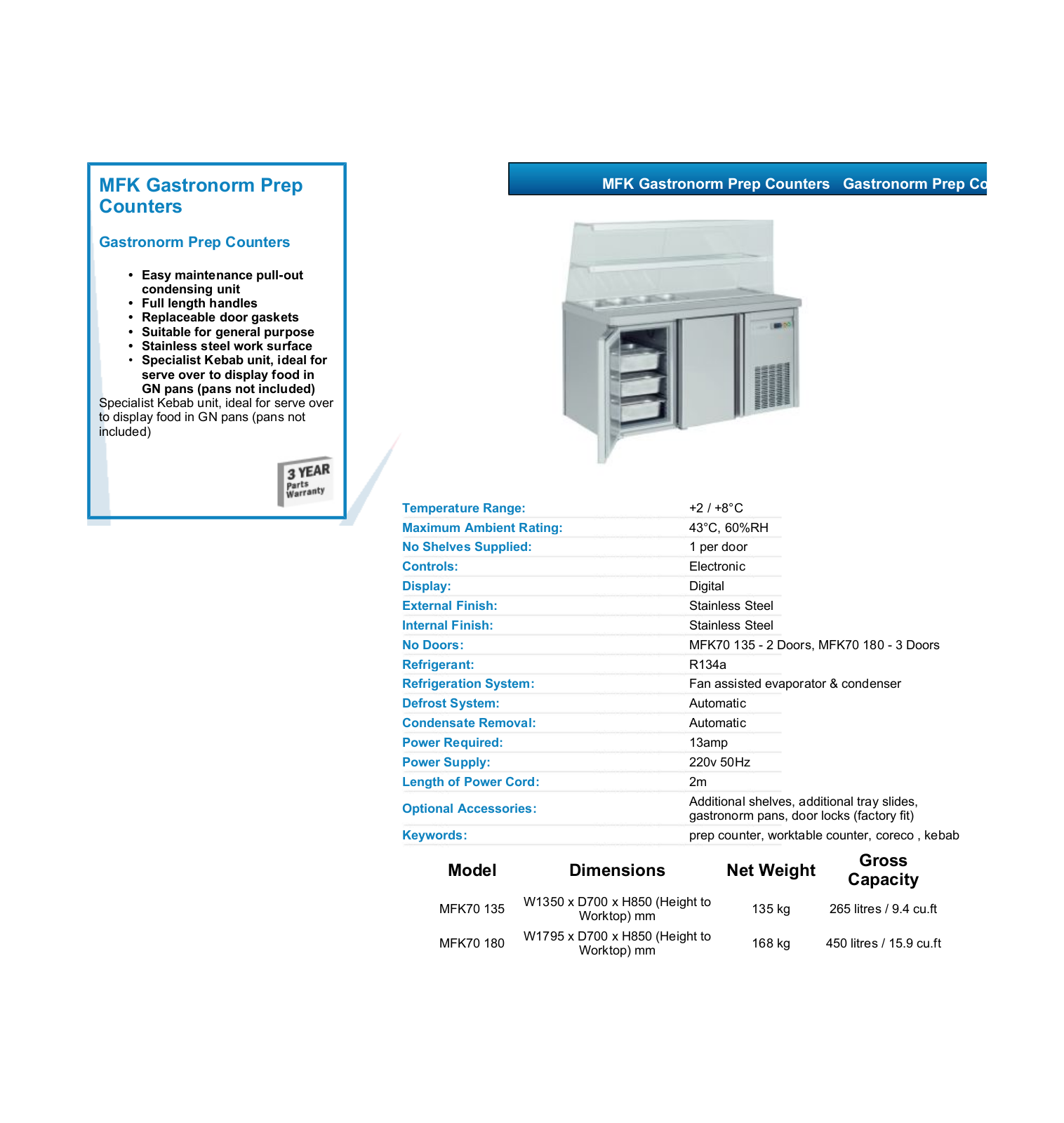 Valera MFK70 180, MFK70 135 DATASHEET