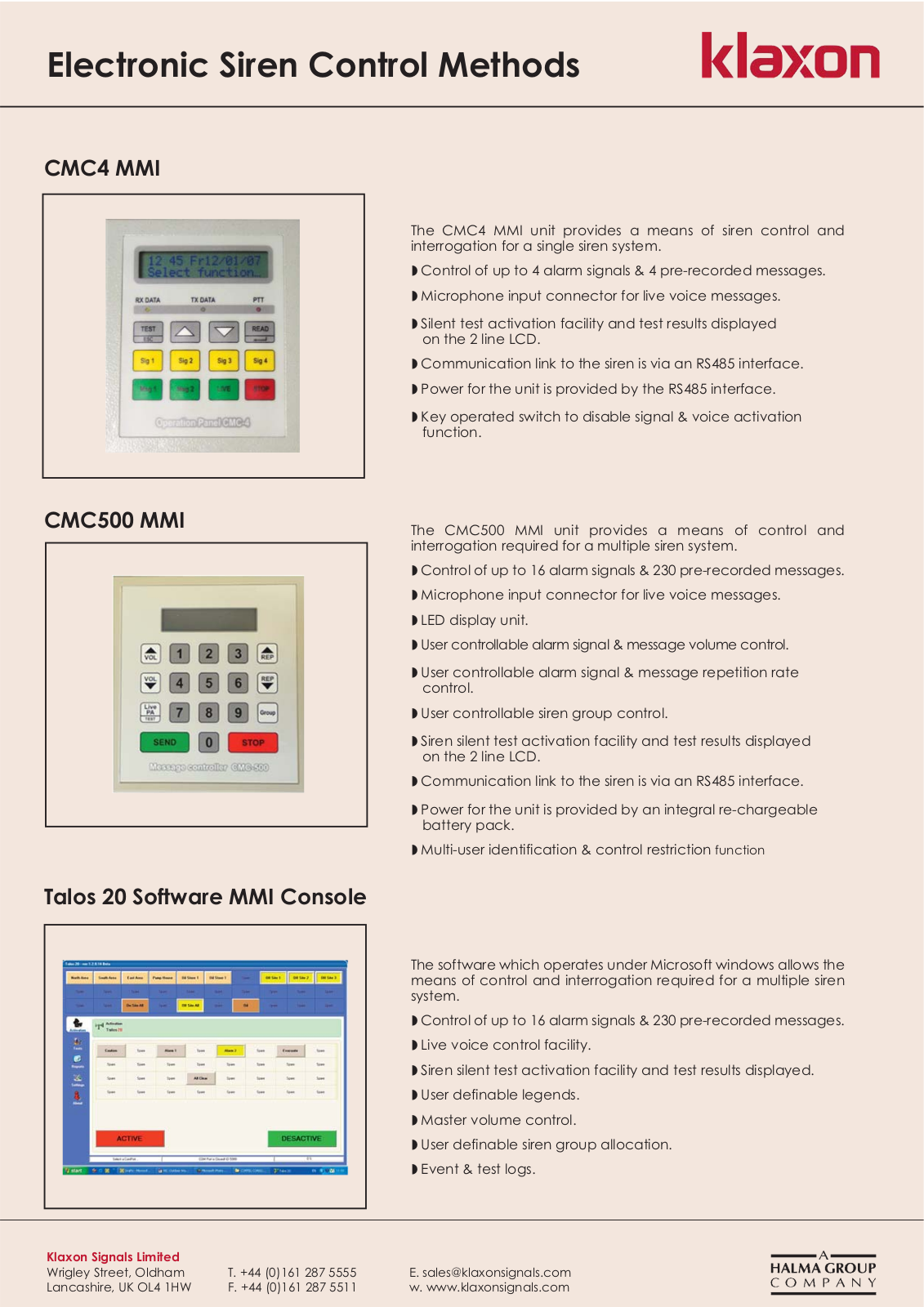 Klaxon CMC4 MMI, CMC500 MMI User Manual