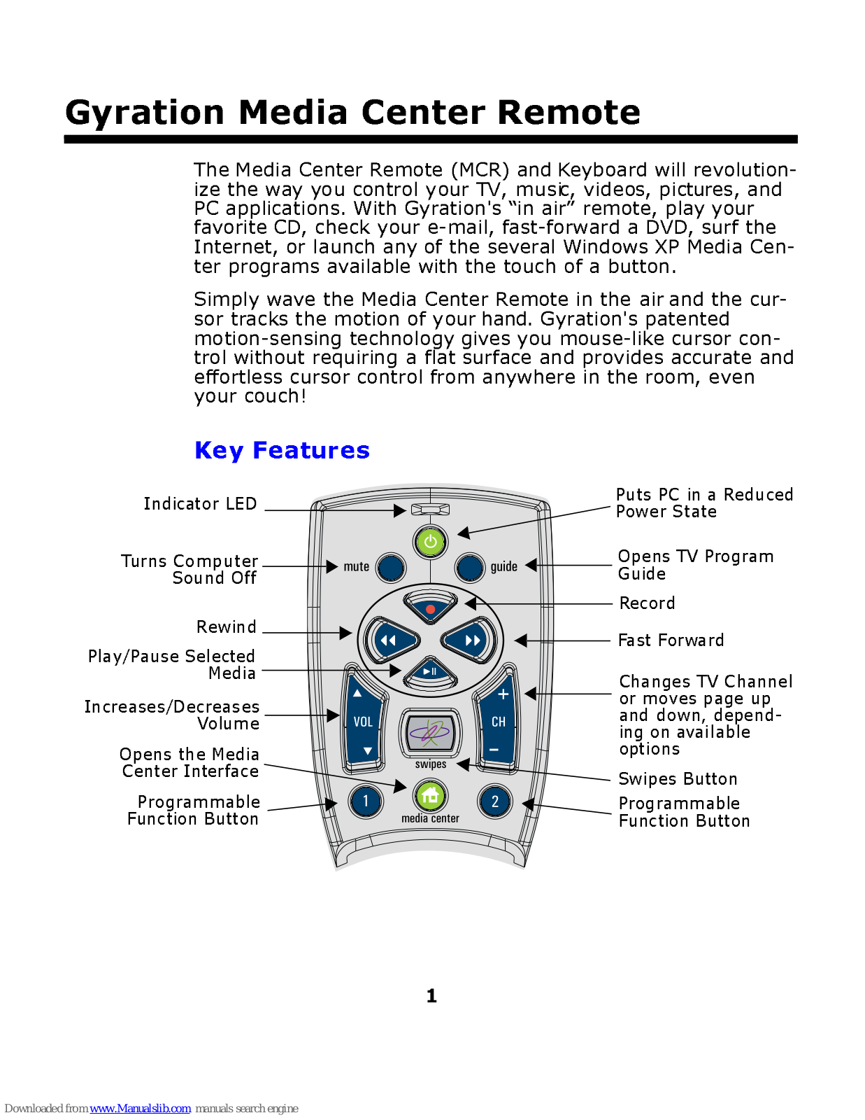 Gyration Media Center Remote Manual