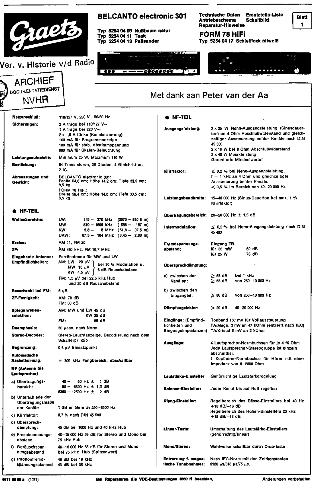 Graetz 301Belcanto Schematic