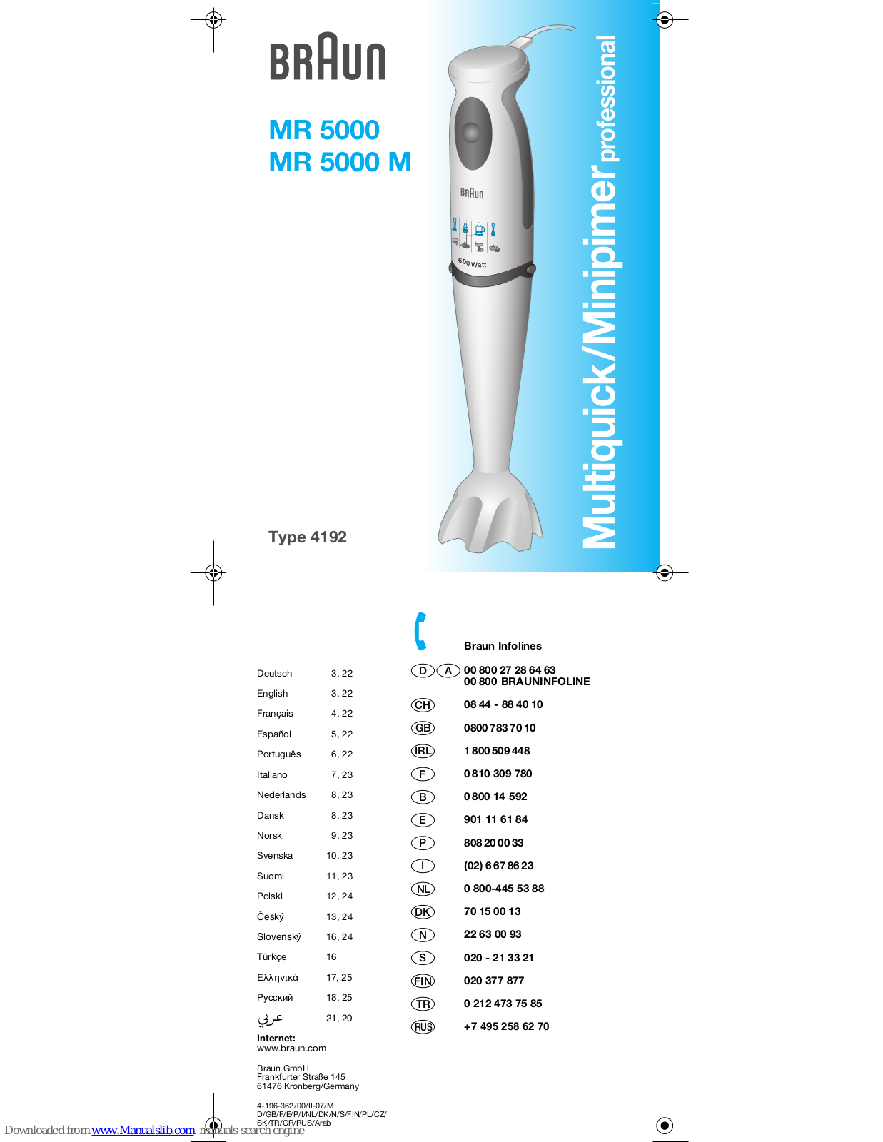 Braun MR 5000 M User Manual