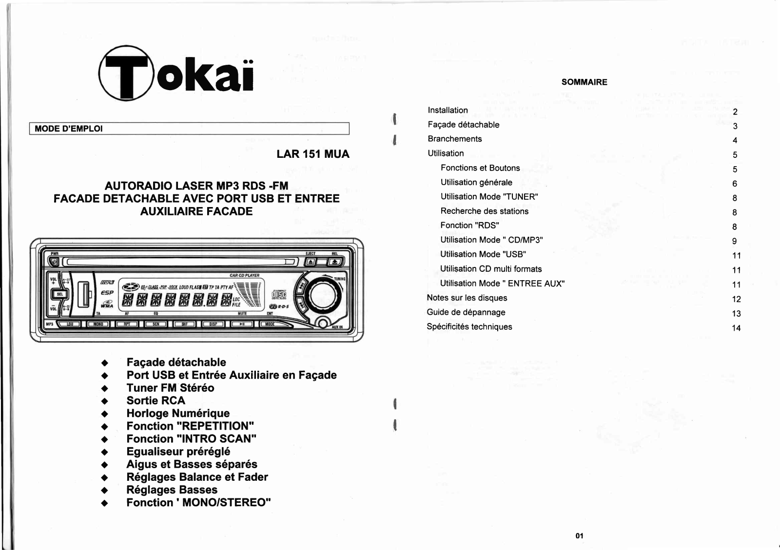 TOKAI LAR-151MUA User Manual