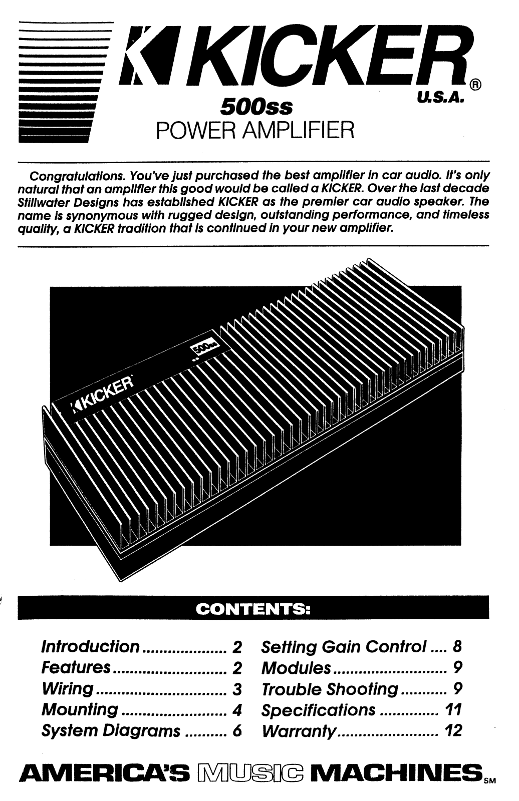 Kicker 500SS Owner's Manual