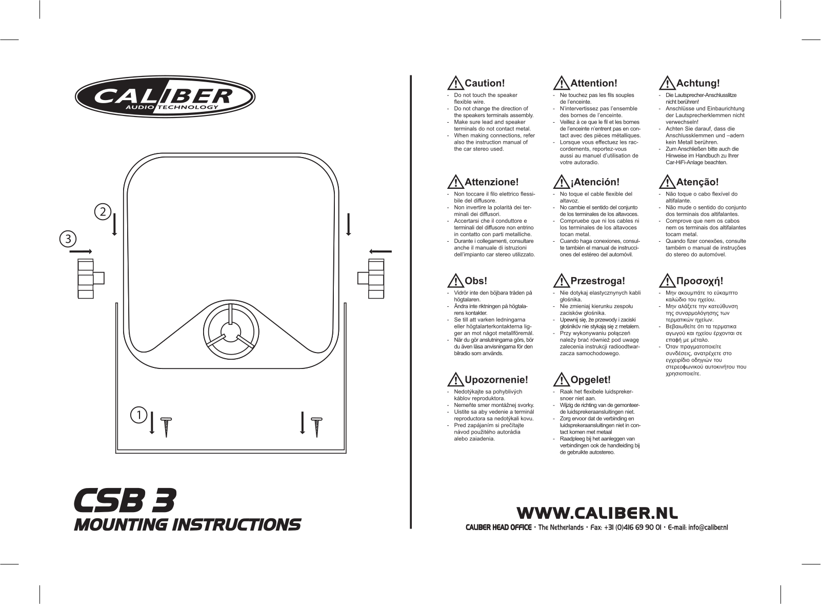 Caliber Audio Technology CSB3B User manual