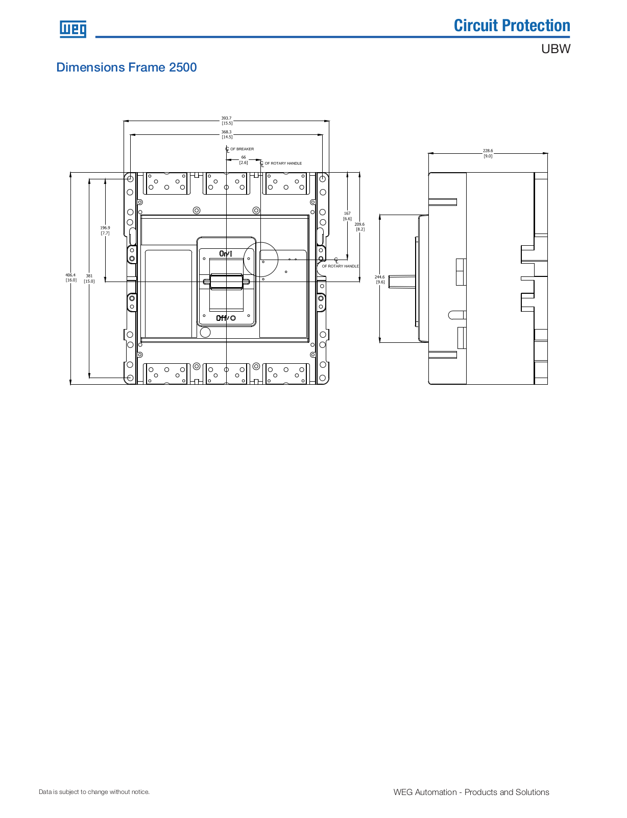 WEG Electric UBW2500 Dimensional Sheet