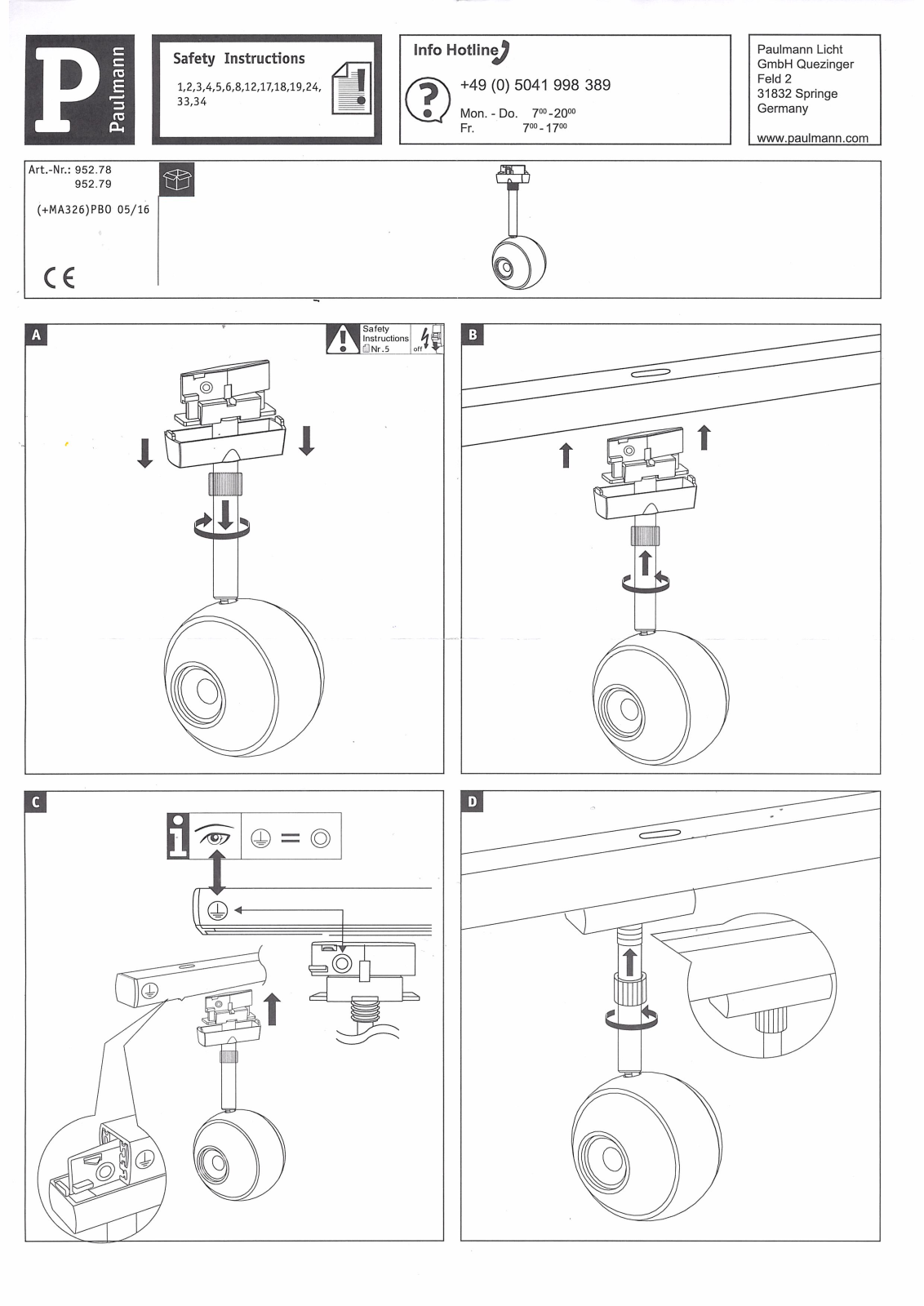 Paulmann 952.79 operation manual - ManualMachine.com