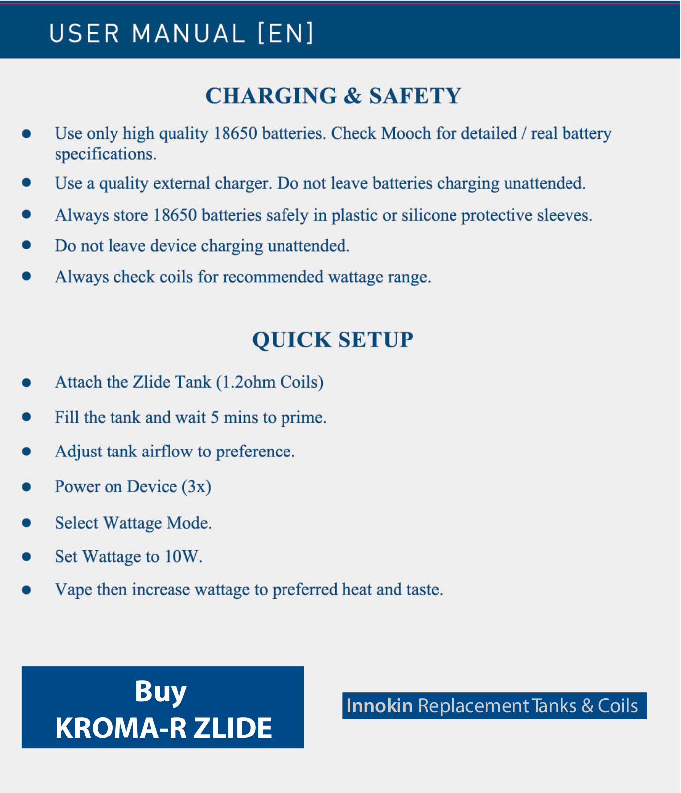 Innokin Kroma-r Zlide User Manual