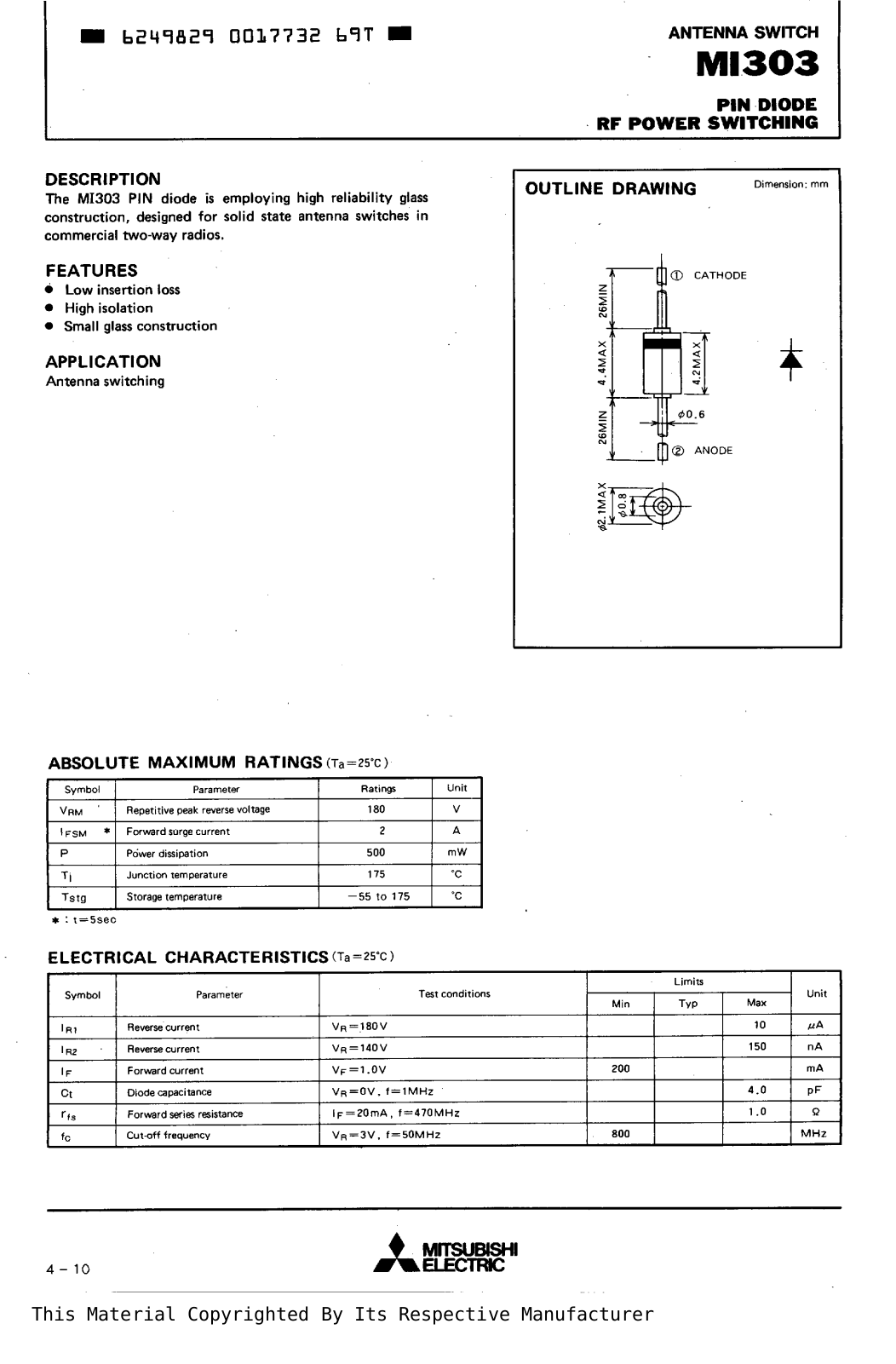 Datasheets MI303 Datasheet - ManualMachine.com
