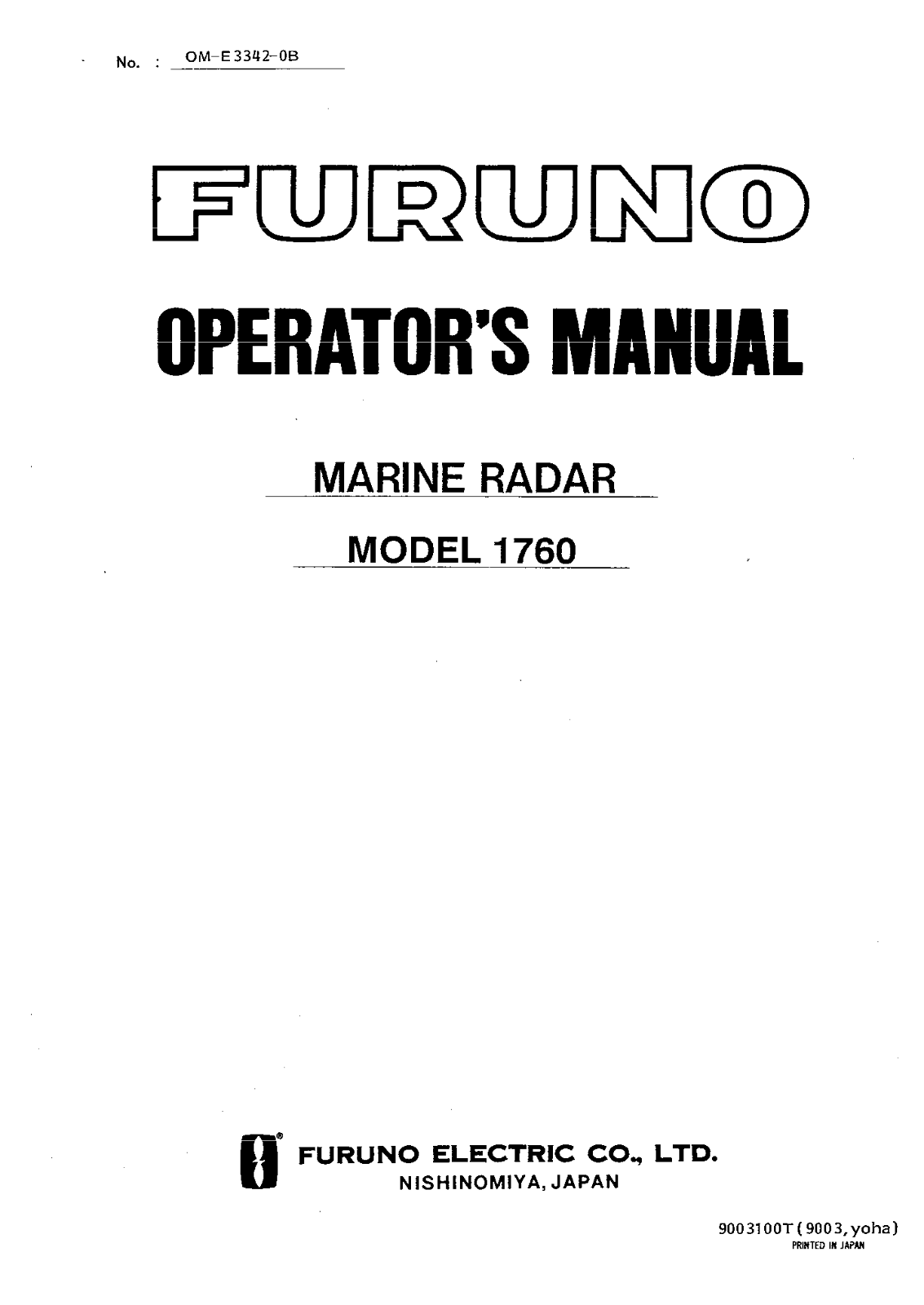 Furuno 1760 User Manual