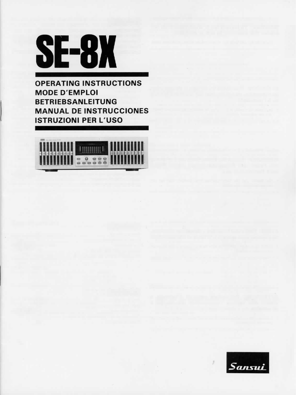 Sansui SE-8-X Owners Manual