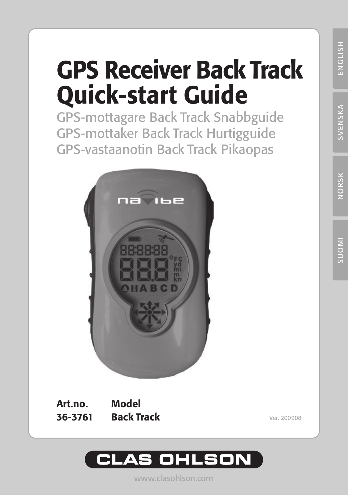 Clas Ohlson Back Track 36-3761 Quick Start Manual