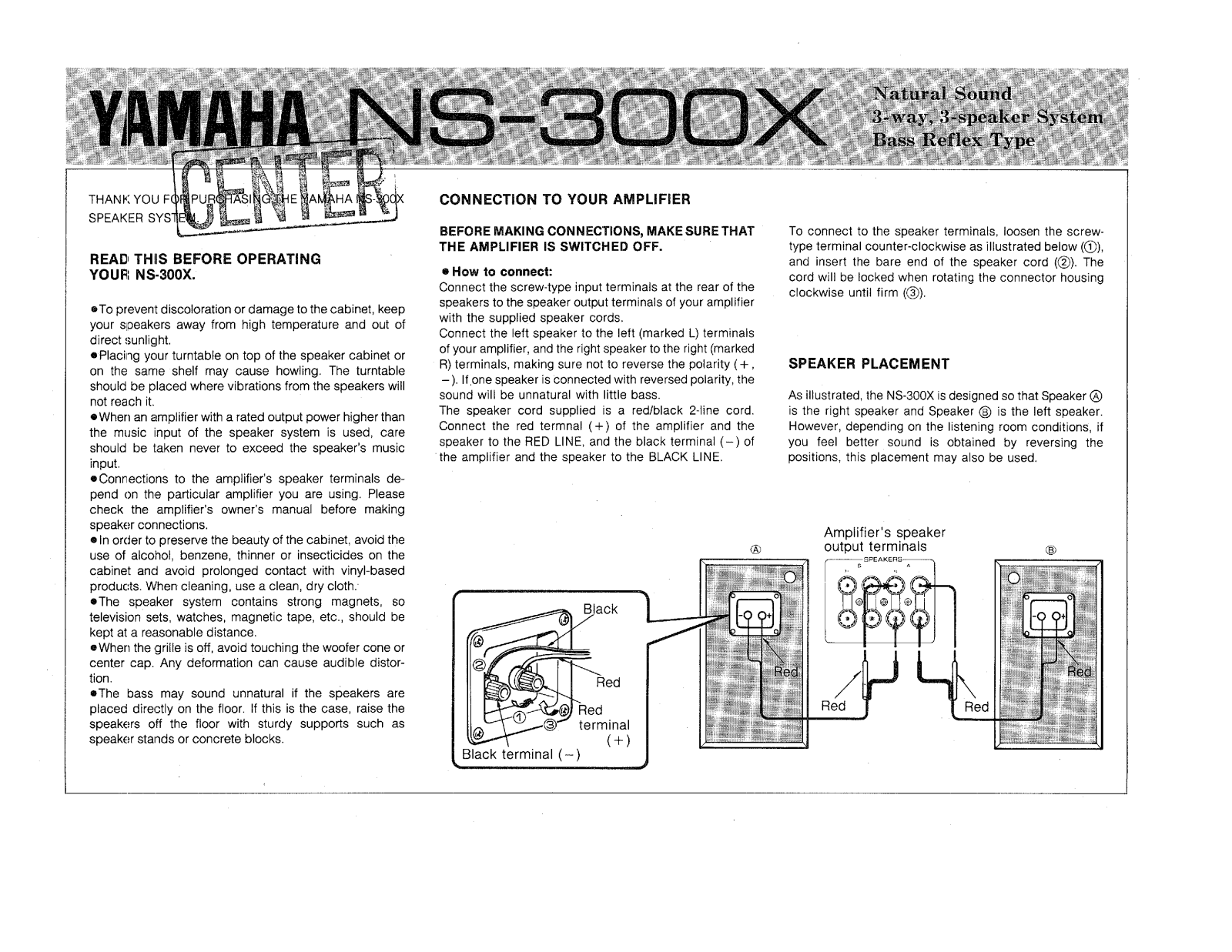 Yamaha NS-300-X Owners manual