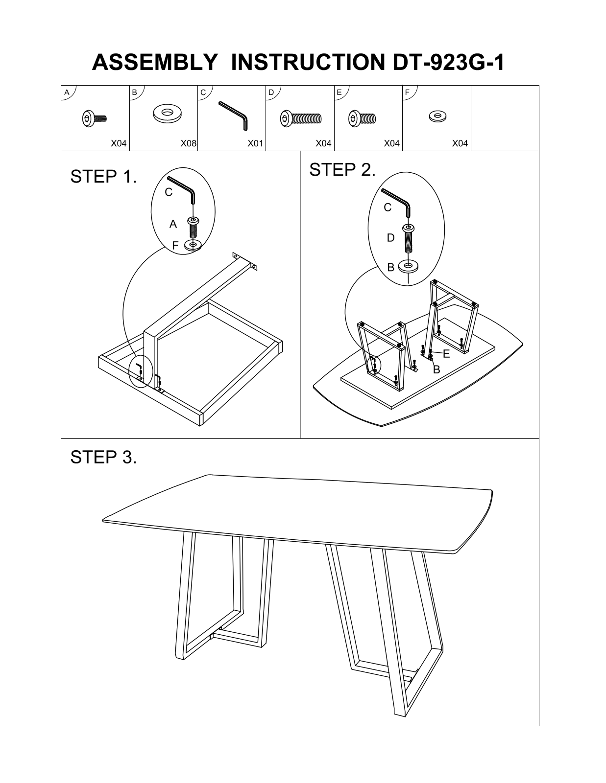 Stool Group DT-923G-1 ASSEMBLY INSTRUCTIONS