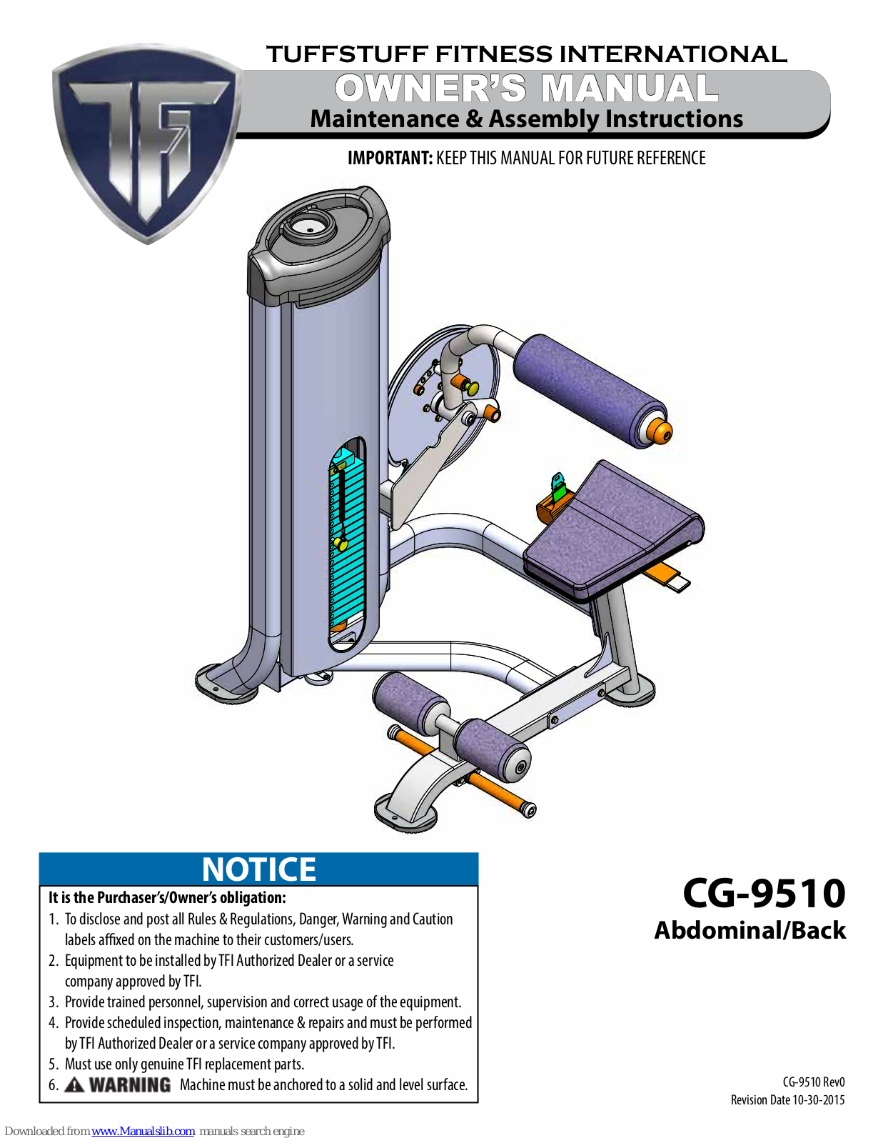 TuffStuff CG-9510 Owner's Manual