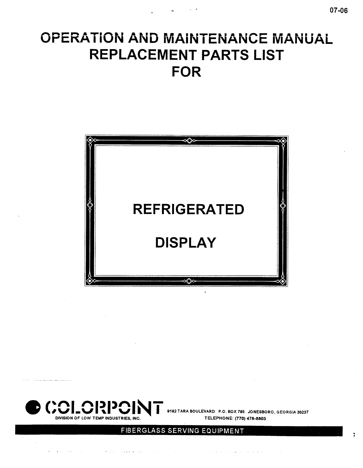 Low Temp Industries FRIDGE DISPLAY, CFM Specifications - ManualMachine.com