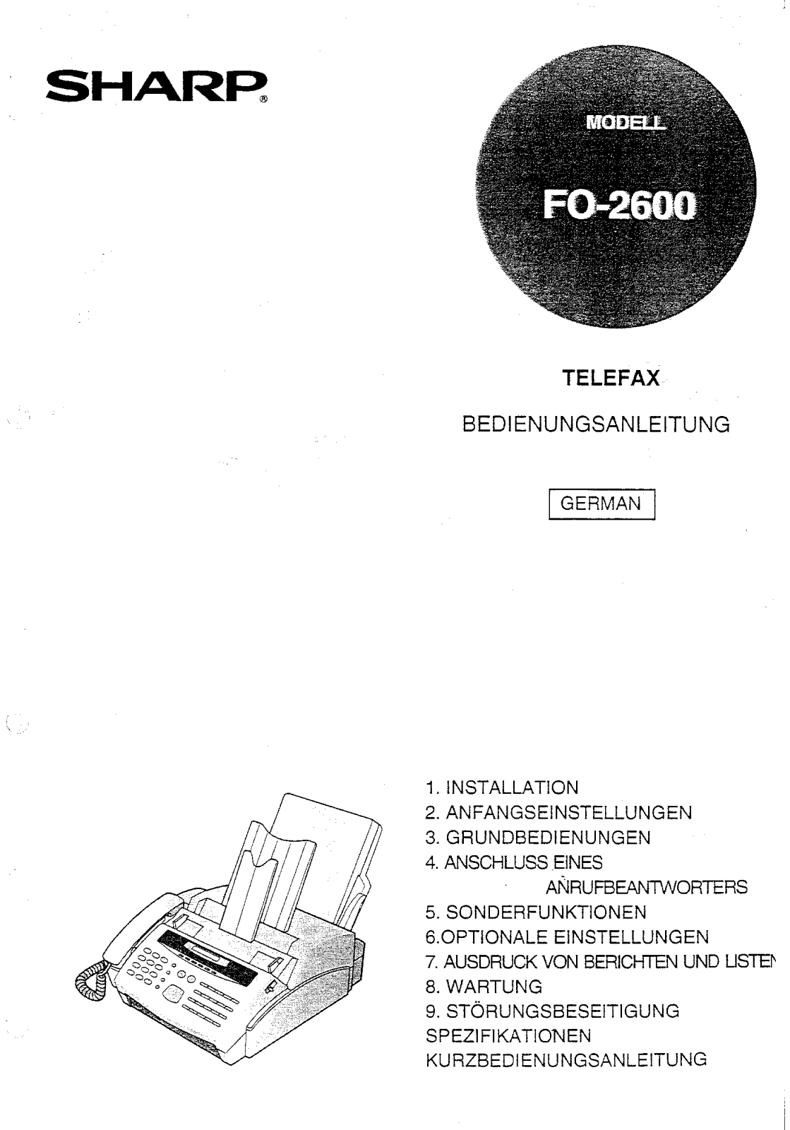 Sharp FO-2600 User Manual