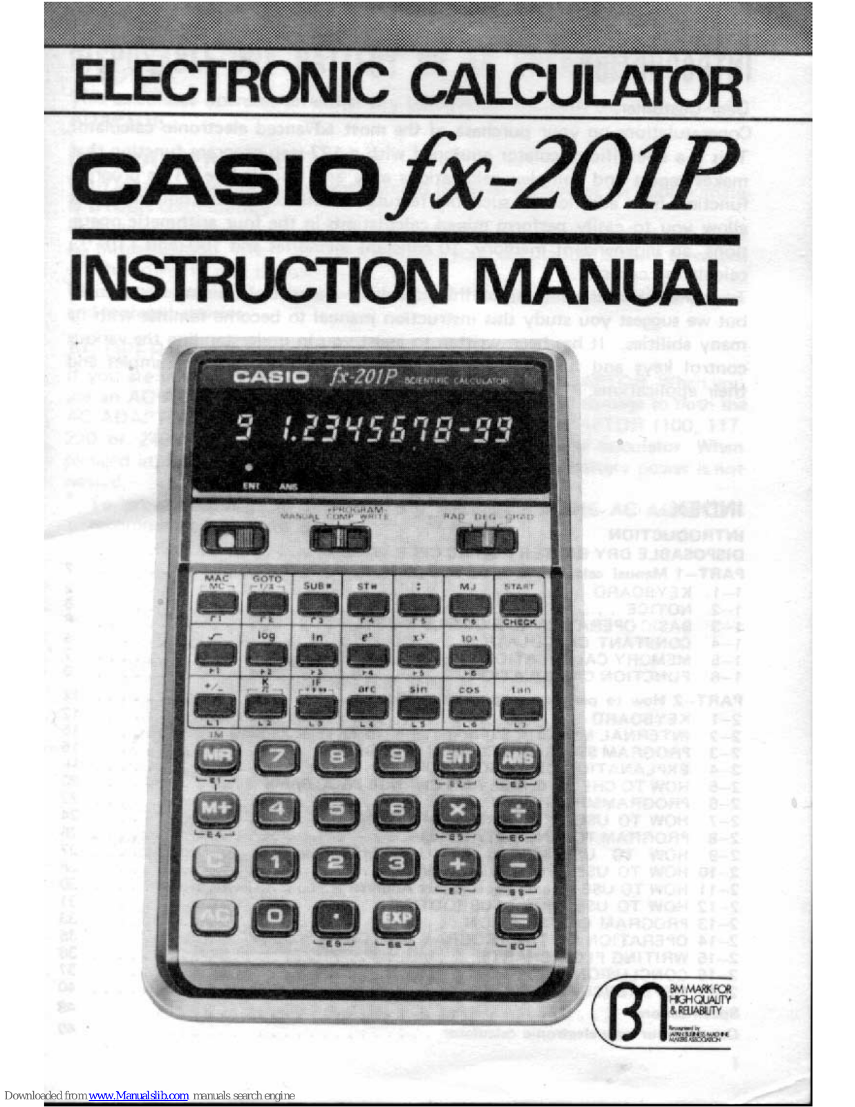 Casio FX-201P Instruction Manual