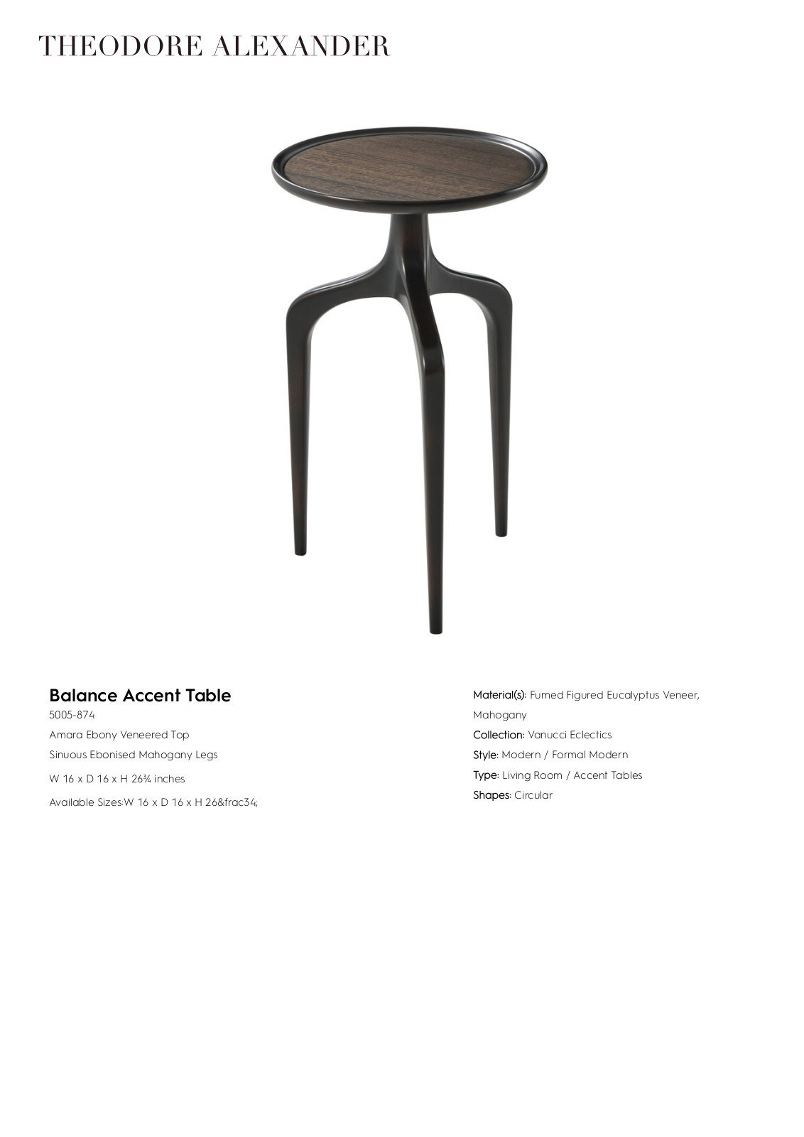 Theodore Alexander FPLJ1539 Specifications - ManualMachine.com