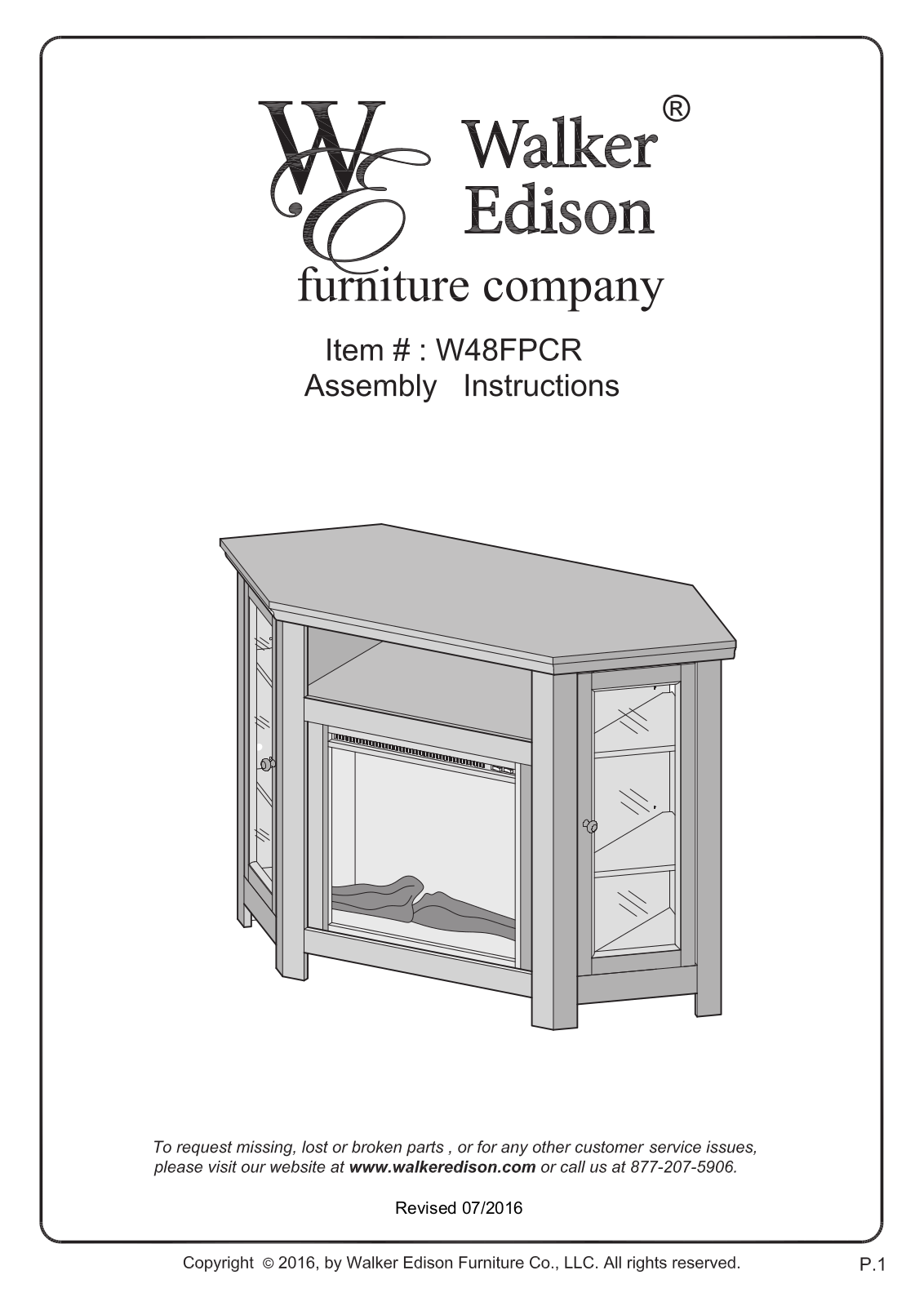 Walker Edison W48FPCRES Assembly Guide