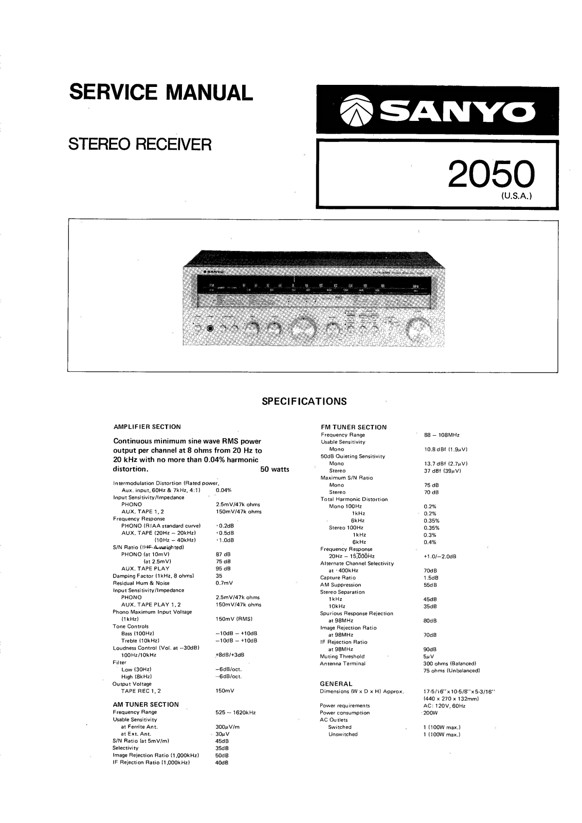 Sanyo 2050 Service Manual