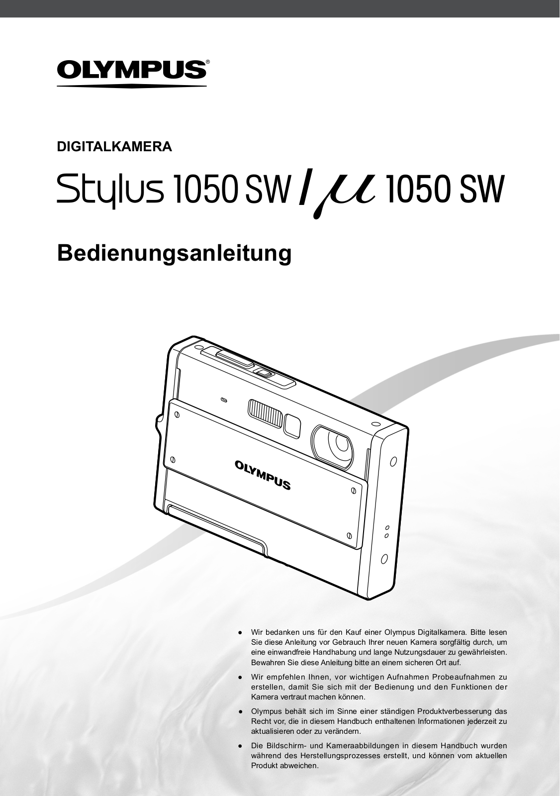 Olympus µ 1050 SW, STYLUS 1050 SW Instructions Manual