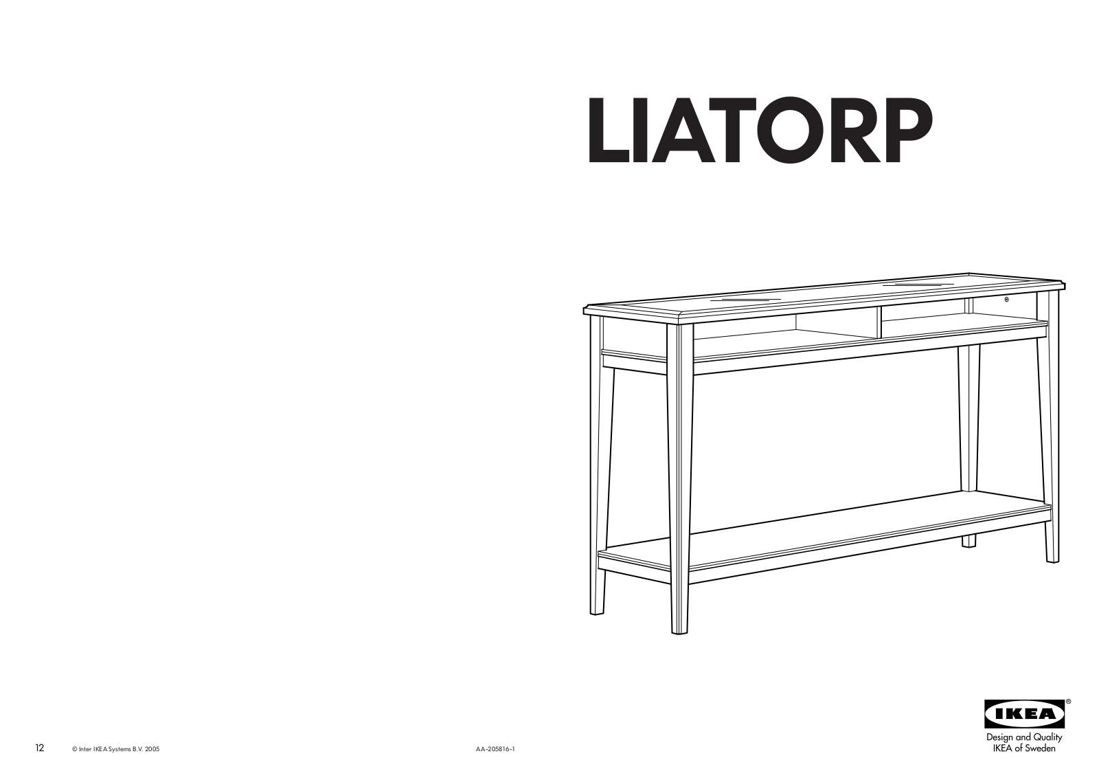 IKEA LIATORP SOFA TABLE 52X15 Assembly Instruction