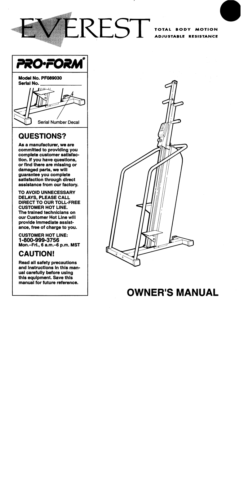 ProForm PF089030 User Manual