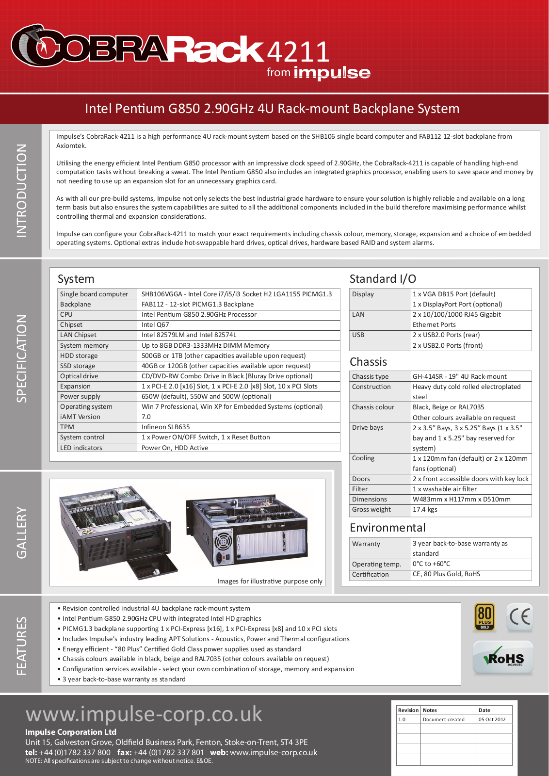 Impulse CobraRack-4211 User Manual