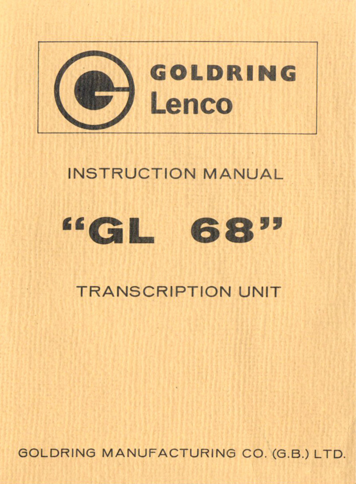 Goldring GL-68 Owners manual