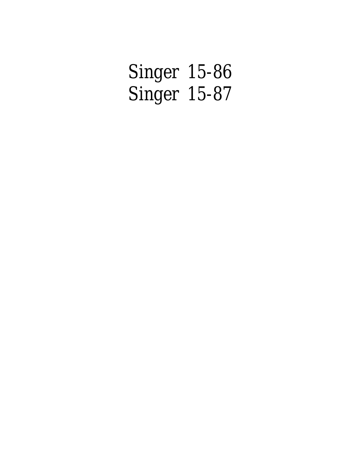 SINGER 15-86, 15-87 Parts List