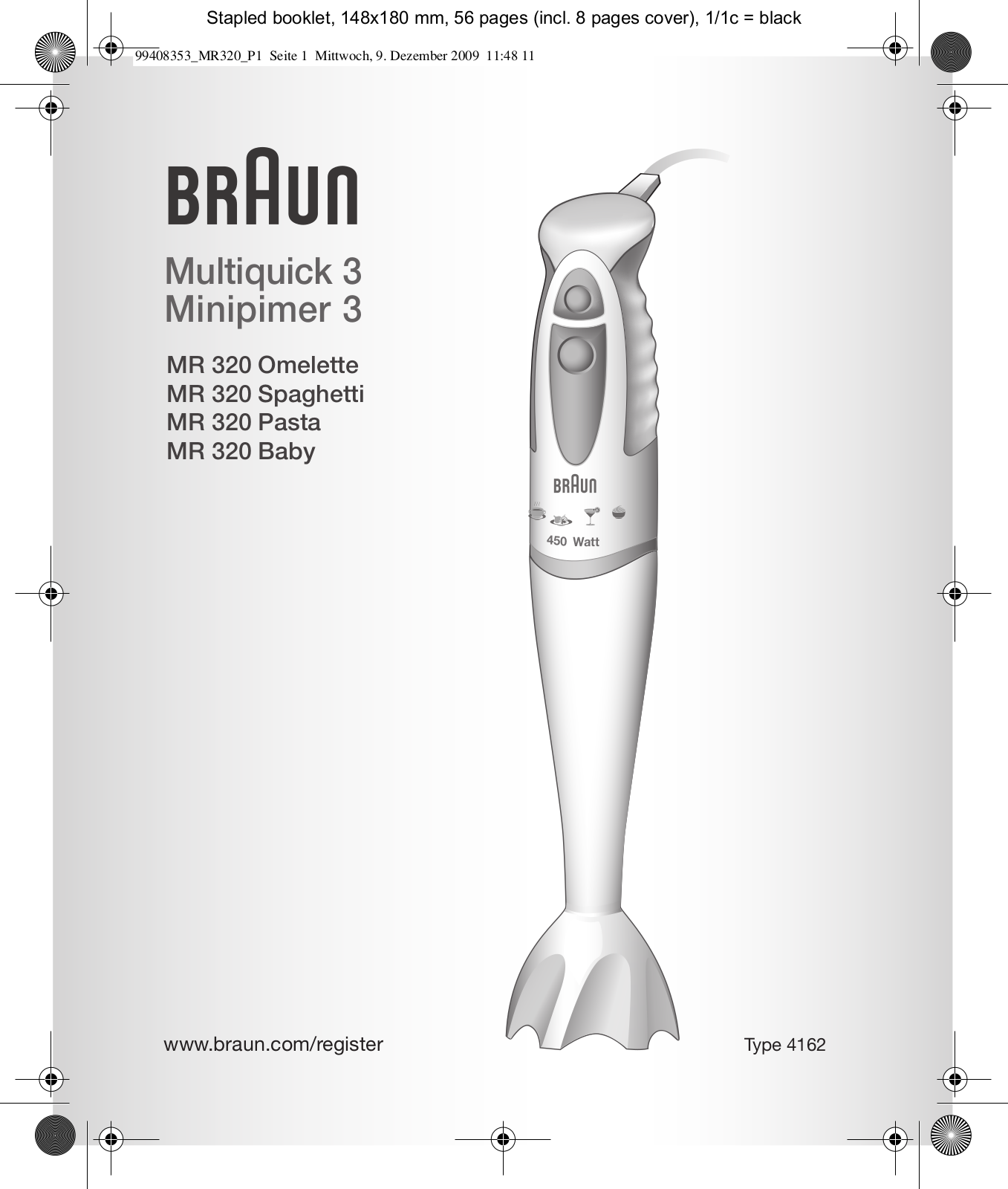 BRAUN MR320 User Manual