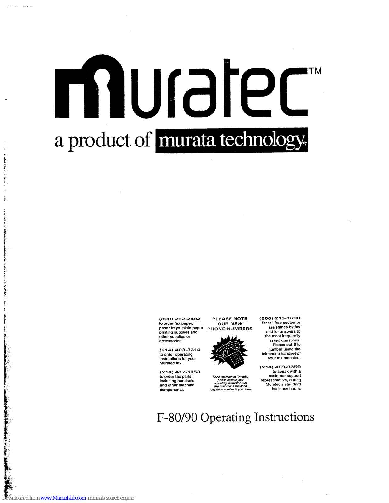 Muratec F-90 Operating Instructions Manual