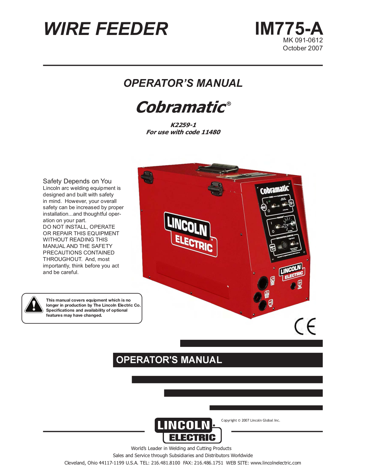 Lincoln Electric Cobramatic User Manual