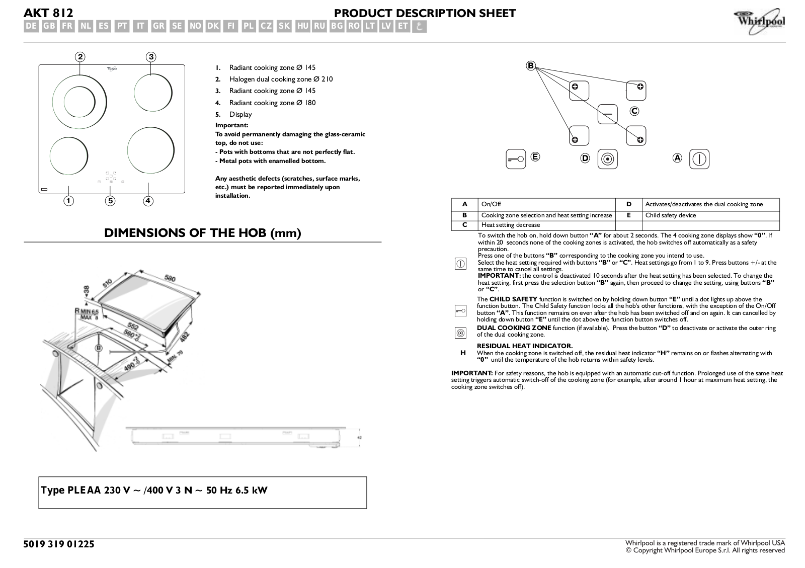 Whirlpool AKT 812/NE INSTALLATION