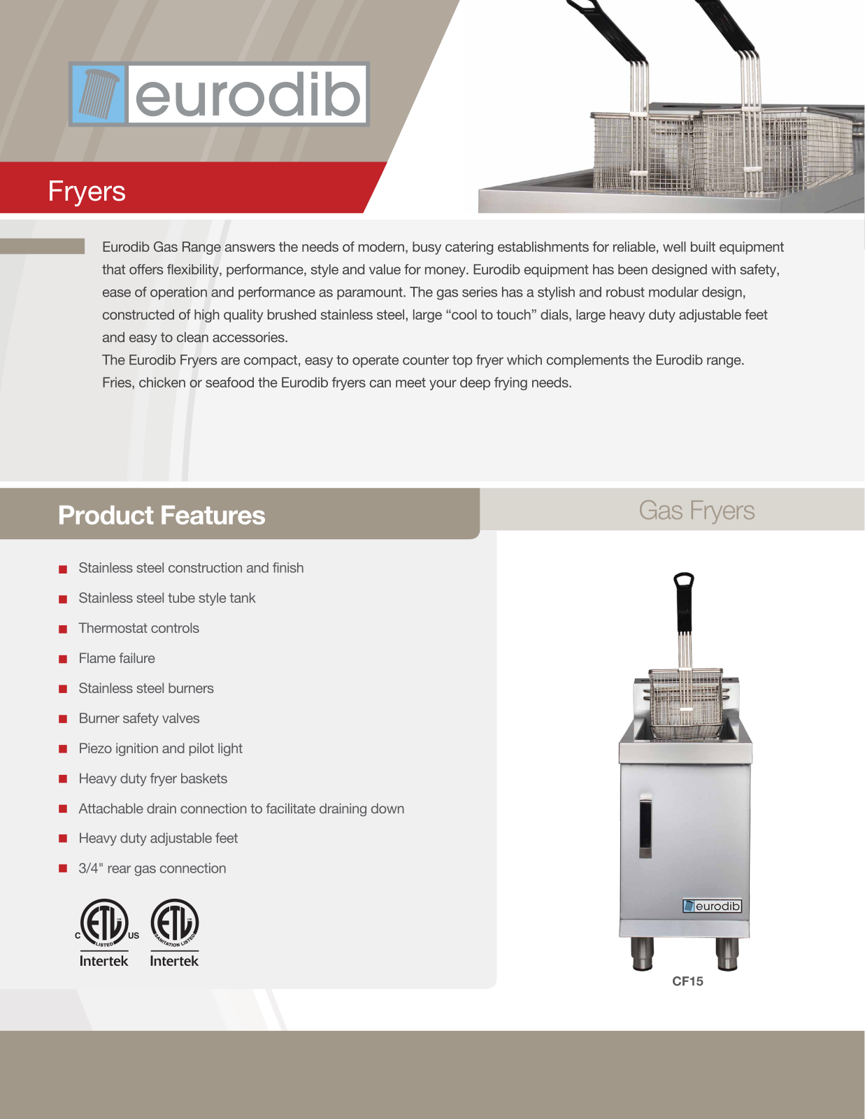 Eurodib CF15, CF30, CF30L, CF15L Specifications