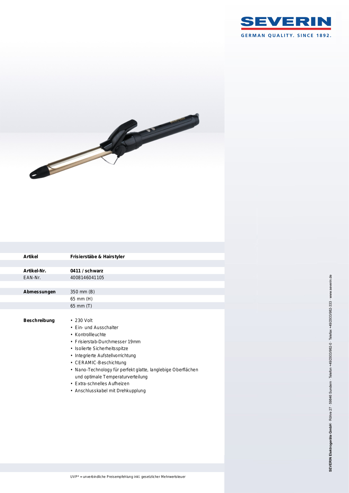 Severin 0411 DATASHEET