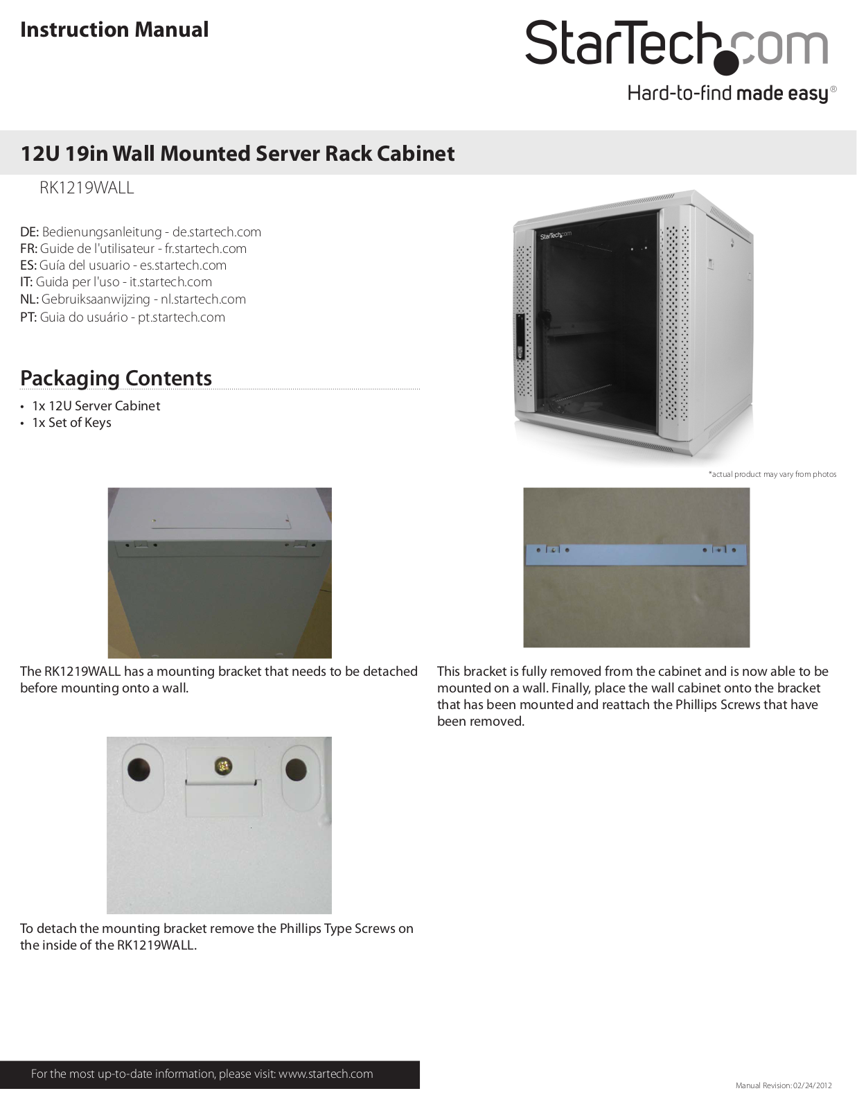 StarTech.com RK1219WALL User Manual