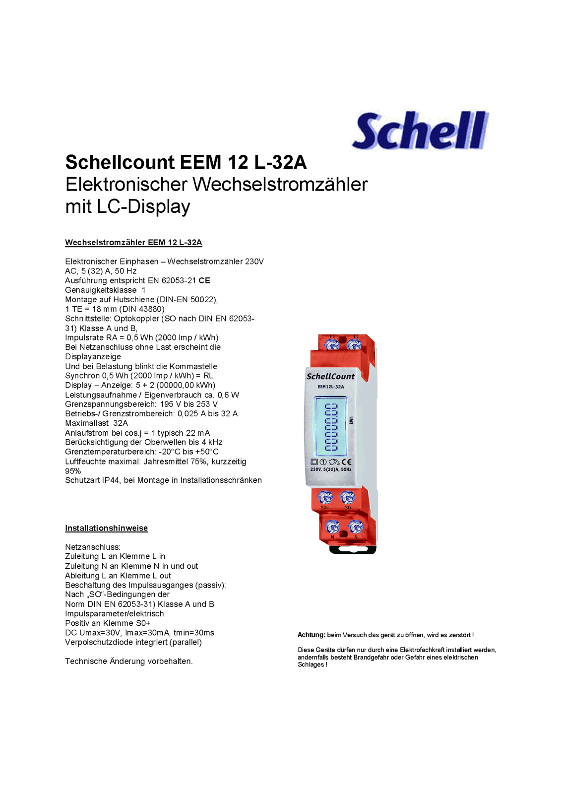 Schellcount EEM 12 L-32A Datasheet