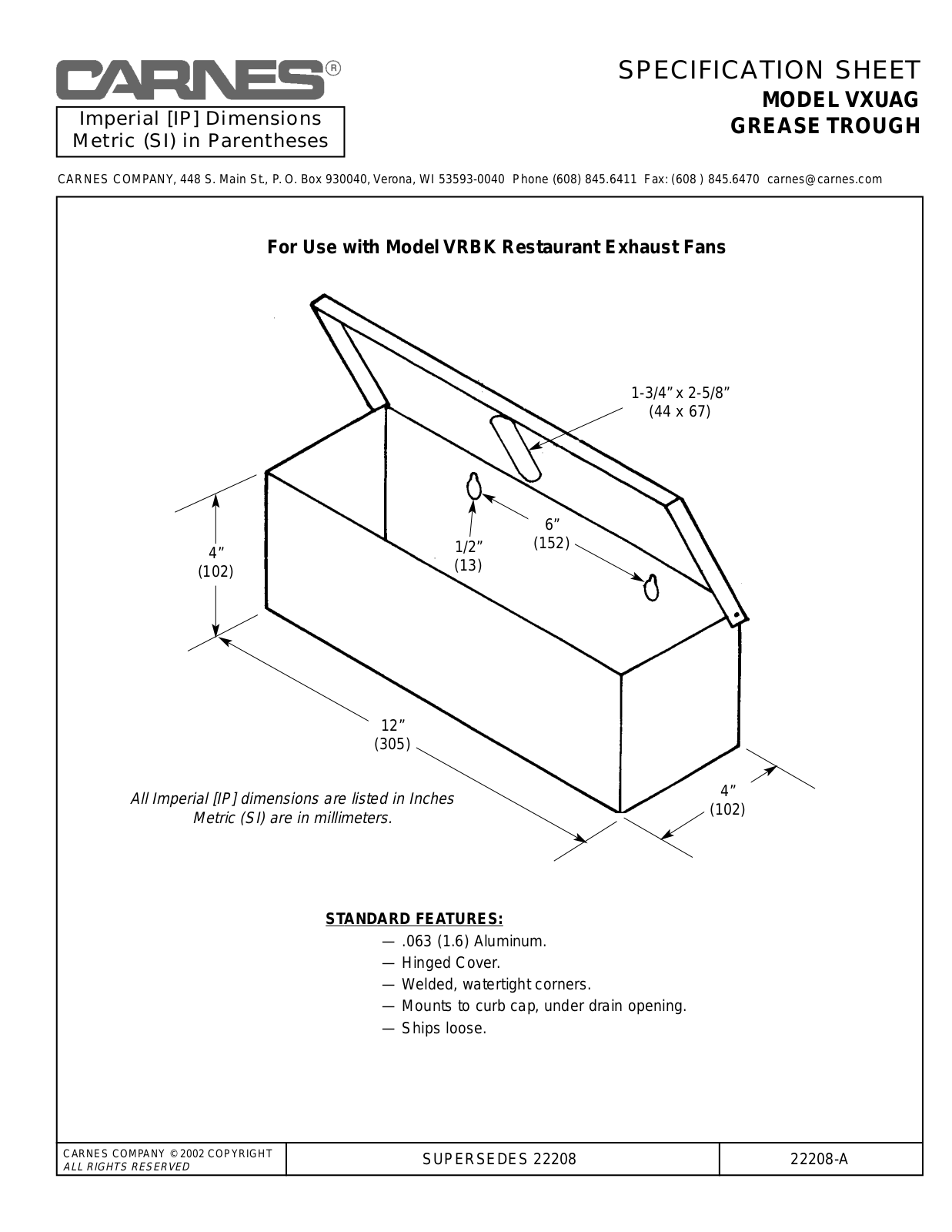 Carnes JXUAG User Manual