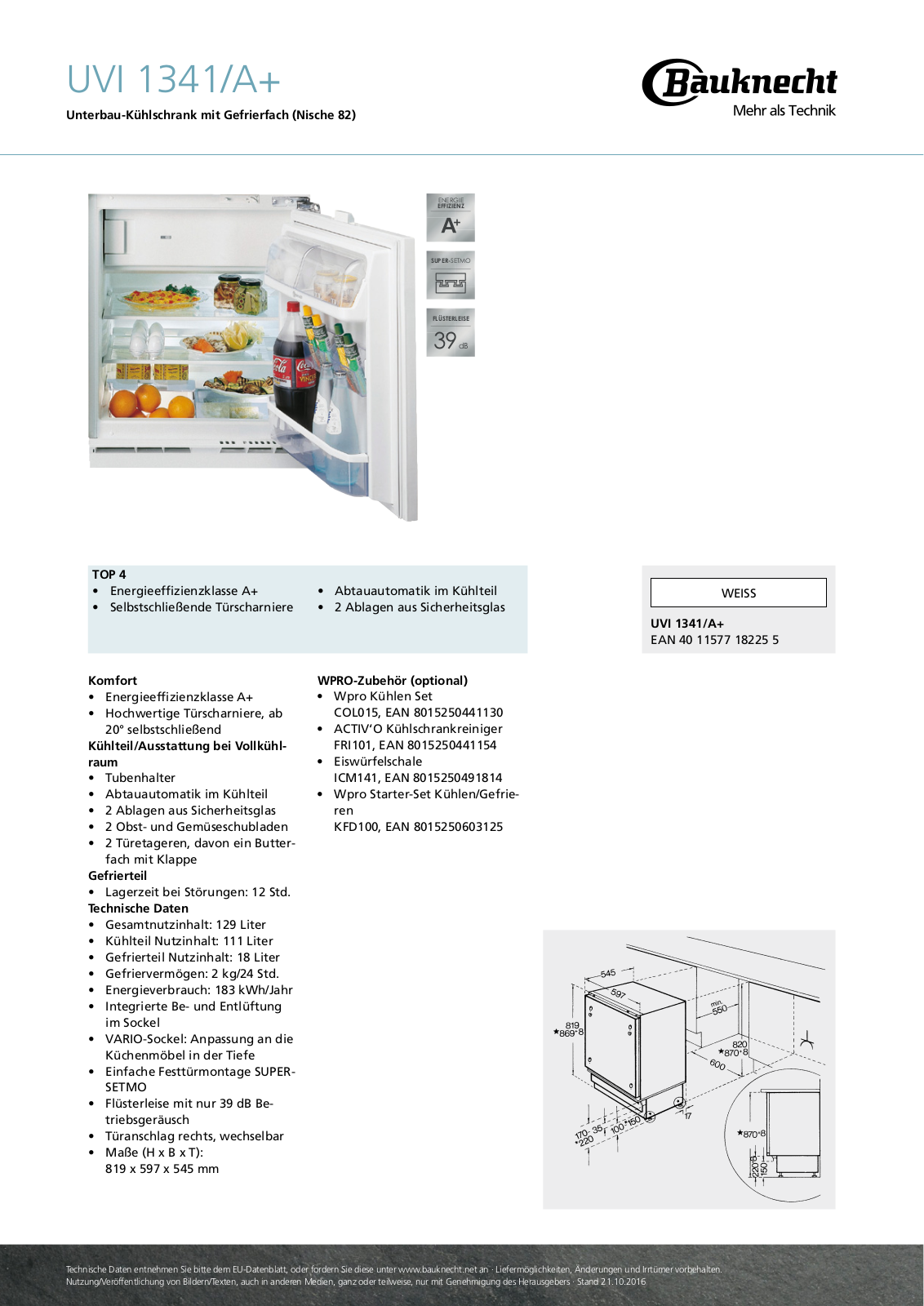 Bauknecht UVI 1341-A+ User Manual